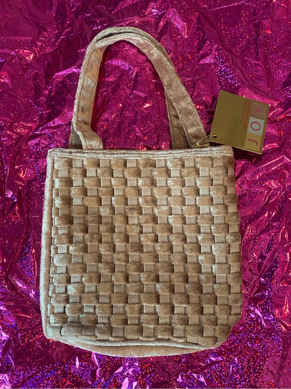 Vintage Y2K NWT Bath & Body Works Woven Gold Mini Tote Gift Bag